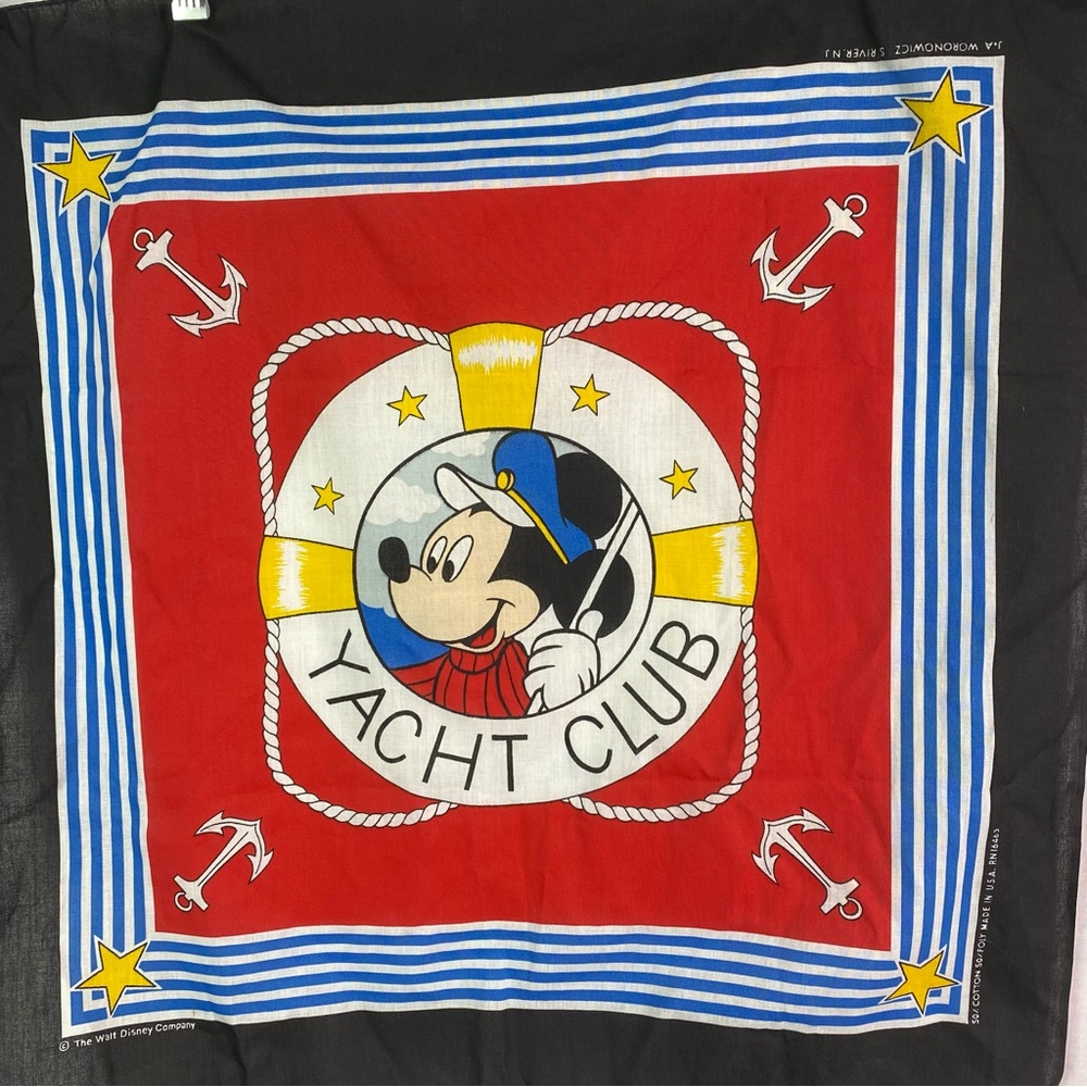 Vintage Disney Mickey Mouse Yacht Club Scarf Bandana - Picture 5 of 5